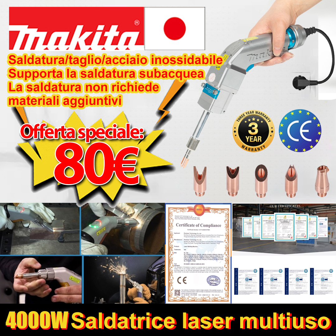 Pistola per saldatura laser multifunzione da 7000 W (saldatura di oro/argento/rame/ferro/alluminio/acciaio inossidabile), può saldare materiali di spessore 0-10 mm (saldatura/taglio due in uno)