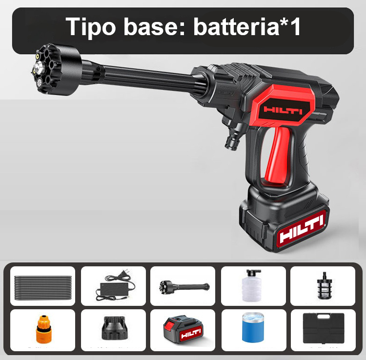 【Pistola per pulizia ad alta pressione HILTI modello base】800 W ad alta potenza/batteria da 20 V/distanza di spruzzo d'acqua 0-20 m: può essere utilizzata fino a 5 ore dopo la ricarica/set base/batteria al litio